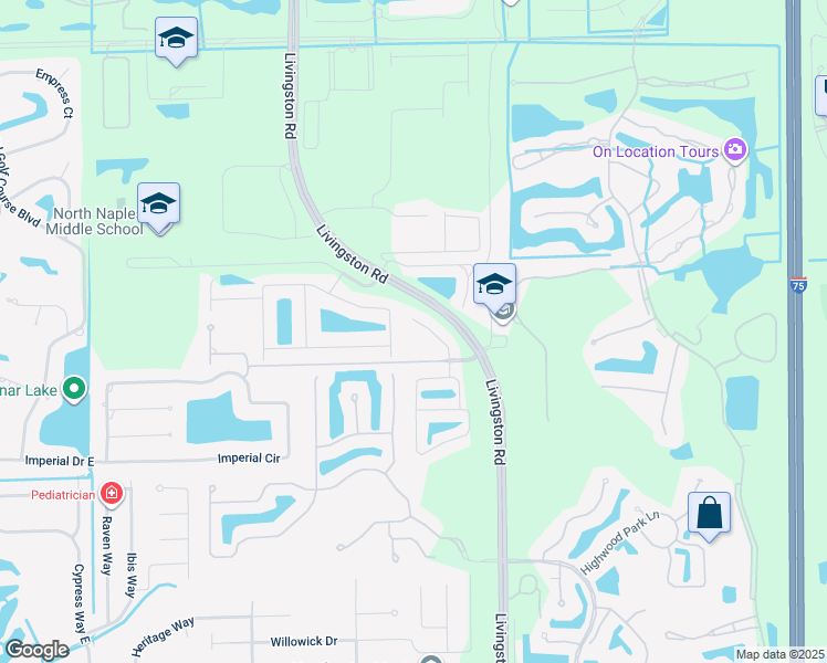 map of restaurants, bars, coffee shops, grocery stores, and more near 16145 Caldera Lane in Naples