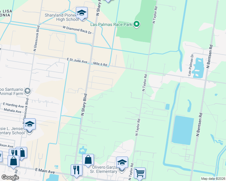 map of restaurants, bars, coffee shops, grocery stores, and more near 6801 North Taylor Road in Mission