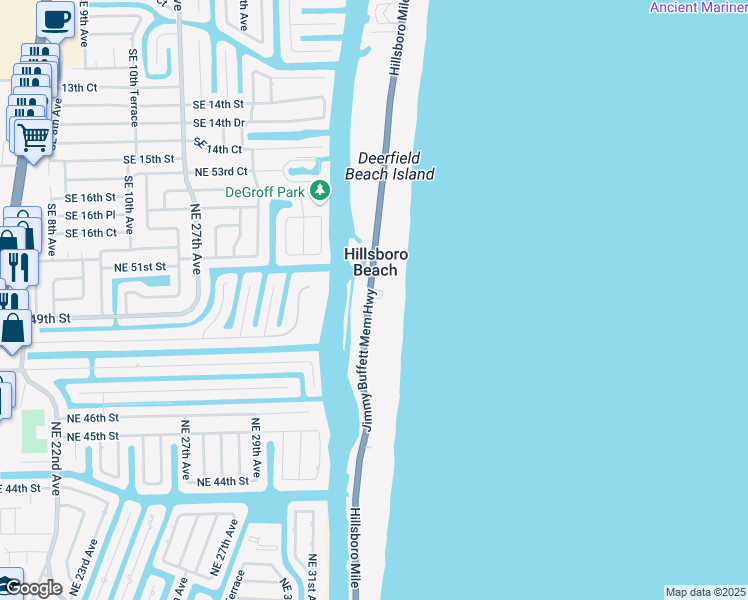 map of restaurants, bars, coffee shops, grocery stores, and more near 1141 Florida A1A in Hillsboro Beach