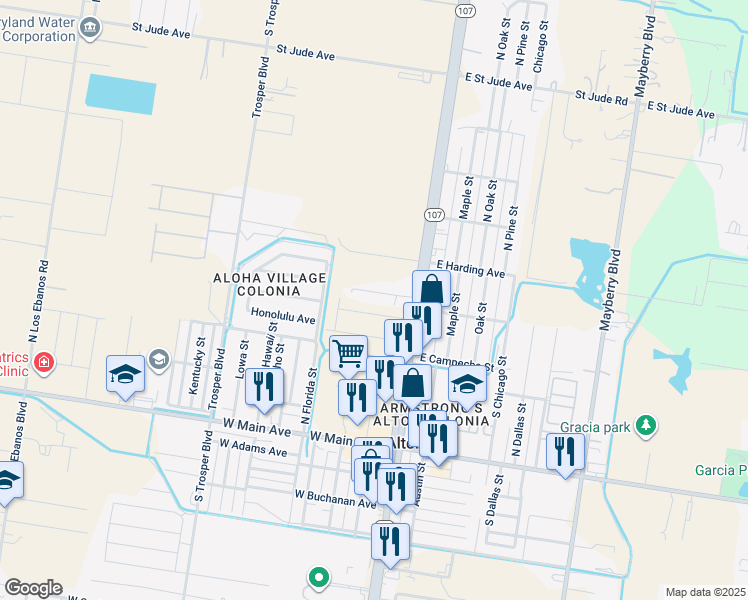 map of restaurants, bars, coffee shops, grocery stores, and more near 224 West Kohala Avenue in Alton