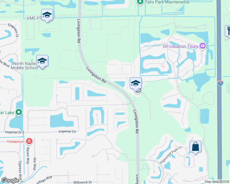 map of restaurants, bars, coffee shops, grocery stores, and more near 16200 Livingston Road in Naples