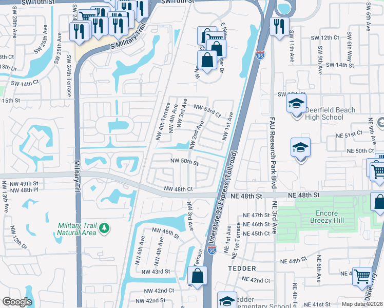map of restaurants, bars, coffee shops, grocery stores, and more near 5010 Northwest 2nd Avenue in Deerfield Beach