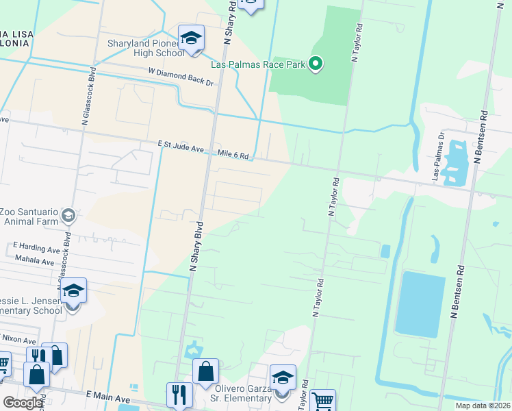 map of restaurants, bars, coffee shops, grocery stores, and more near 2513 6 Mile Line in Mission
