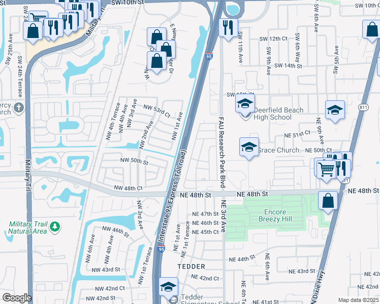 map of restaurants, bars, coffee shops, grocery stores, and more near 5013 Northeast 1st Terrace in Pompano Beach
