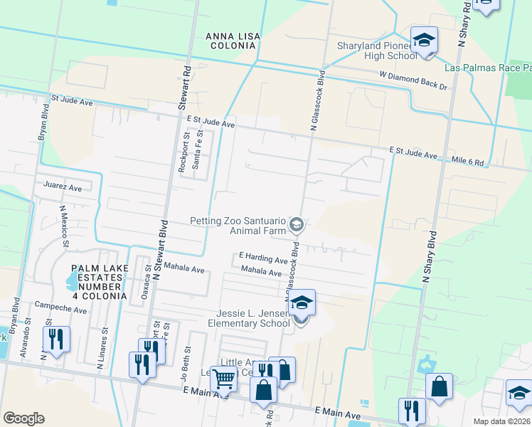 map of restaurants, bars, coffee shops, grocery stores, and more near 1201 North Glasscock Boulevard in Alton