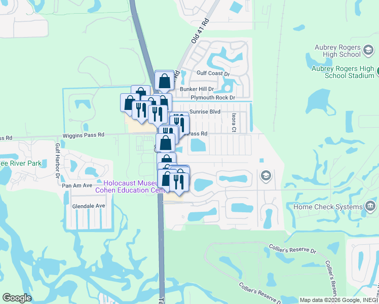 map of restaurants, bars, coffee shops, grocery stores, and more near 126 San Marino Street in Naples