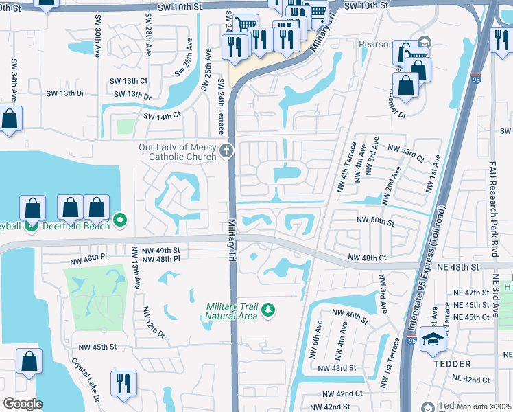 map of restaurants, bars, coffee shops, grocery stores, and more near 2288 Southwest 17th Drive in Deerfield Beach