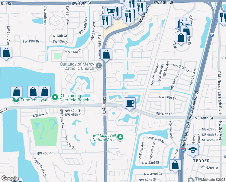map of restaurants, bars, coffee shops, grocery stores, and more near 2288 Southwest 17th Drive in Deerfield Beach
