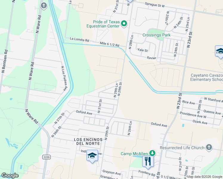 map of restaurants, bars, coffee shops, grocery stores, and more near 3008 Rutgers Avenue in McAllen