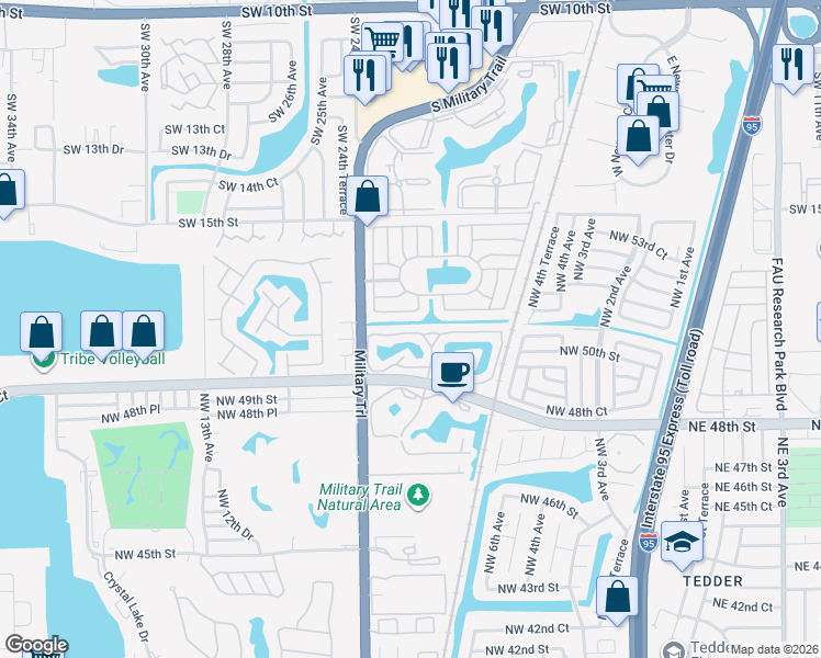 map of restaurants, bars, coffee shops, grocery stores, and more near 2253 Discovery Circle West in Deerfield Beach