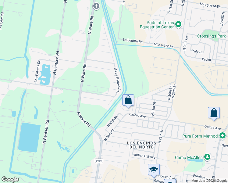 map of restaurants, bars, coffee shops, grocery stores, and more near 3717 Lafferty Lane in McAllen