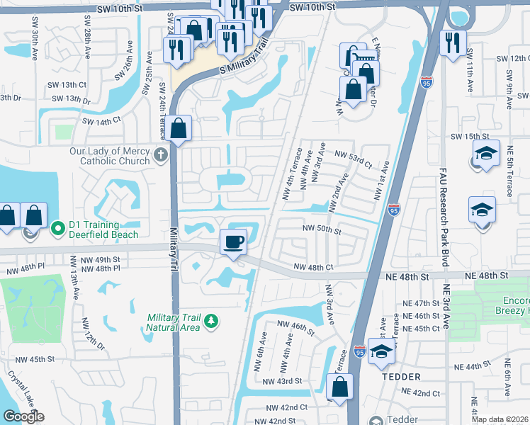 map of restaurants, bars, coffee shops, grocery stores, and more near 1776 Southwest 19th Avenue in Deerfield Beach