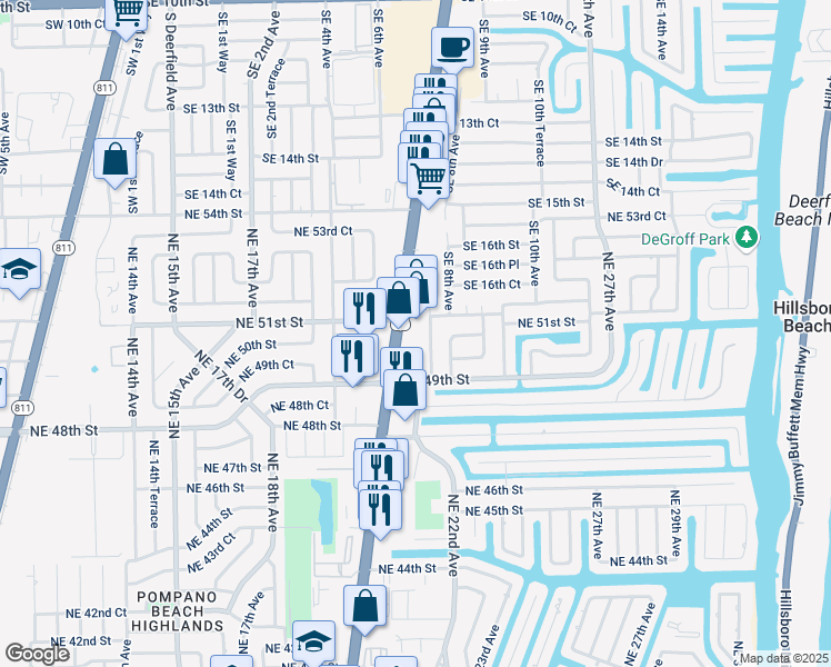 map of restaurants, bars, coffee shops, grocery stores, and more near 5050 U.S. 1 in Lighthouse Point