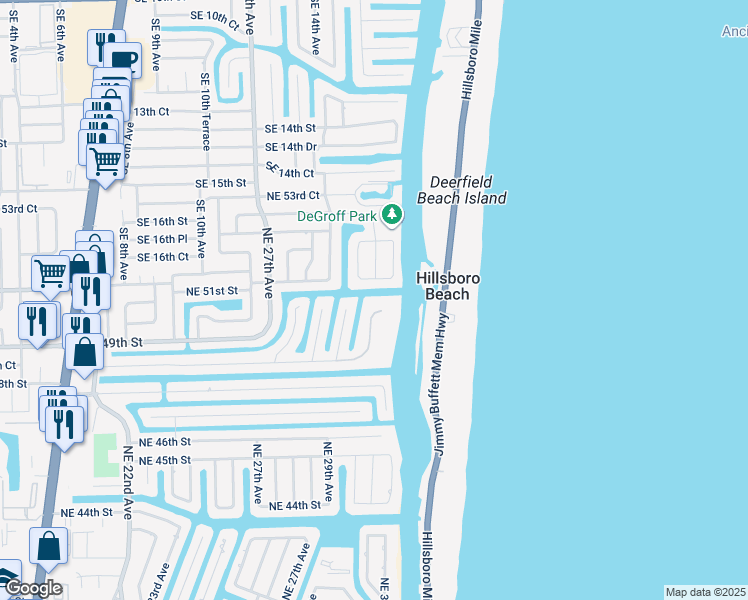 map of restaurants, bars, coffee shops, grocery stores, and more near 3175 Northeast 48th Court in Lighthouse Point