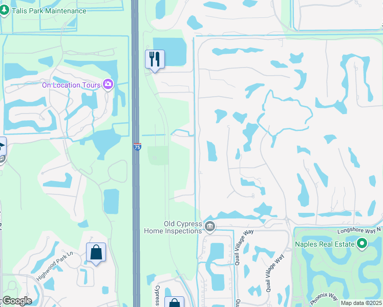 map of restaurants, bars, coffee shops, grocery stores, and more near 3475 Grand Cypress Drive in Naples