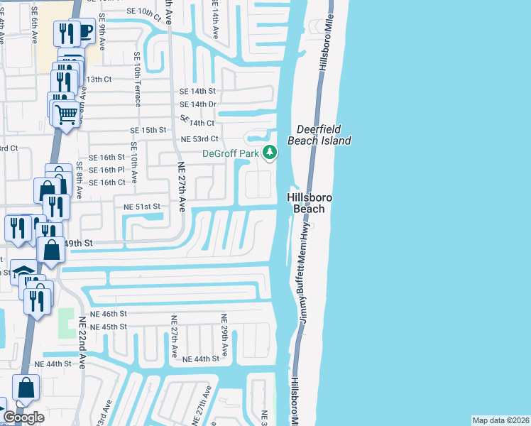 map of restaurants, bars, coffee shops, grocery stores, and more near 3175 Northeast 48th Court in Lighthouse Point