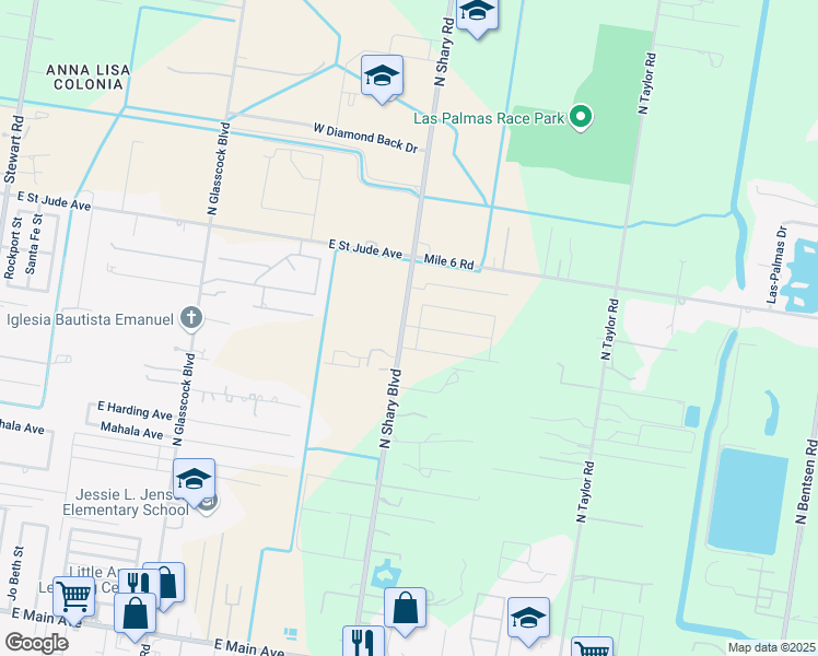map of restaurants, bars, coffee shops, grocery stores, and more near 9226 North Shary Road in Mission