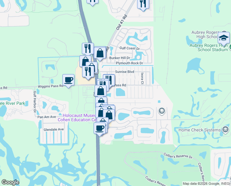 map of restaurants, bars, coffee shops, grocery stores, and more near 126-135 San Marino Street in Naples