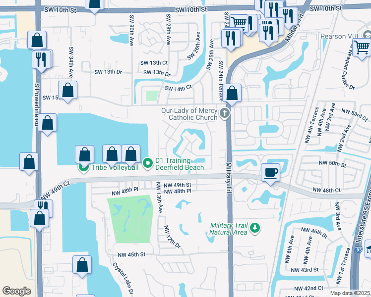 map of restaurants, bars, coffee shops, grocery stores, and more near 1448 Northwest 50th Drive in Pompano Beach