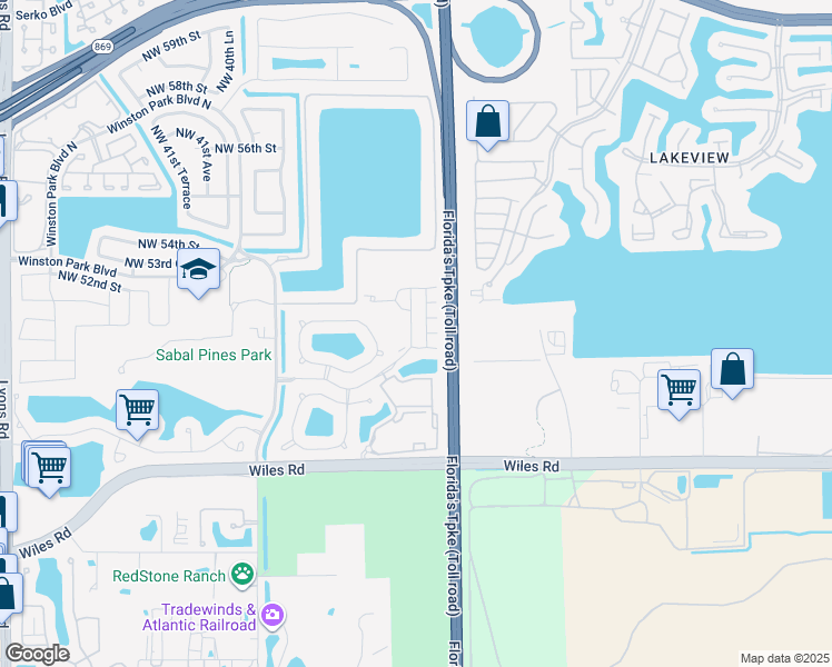 map of restaurants, bars, coffee shops, grocery stores, and more near 5110 Stage Coach Drive in Coconut Creek