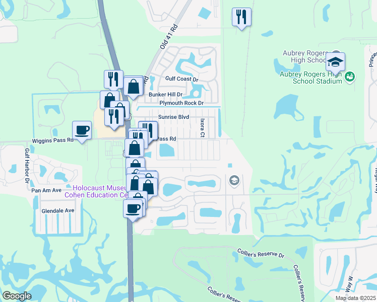 map of restaurants, bars, coffee shops, grocery stores, and more near 96 Bouy Lane in Naples