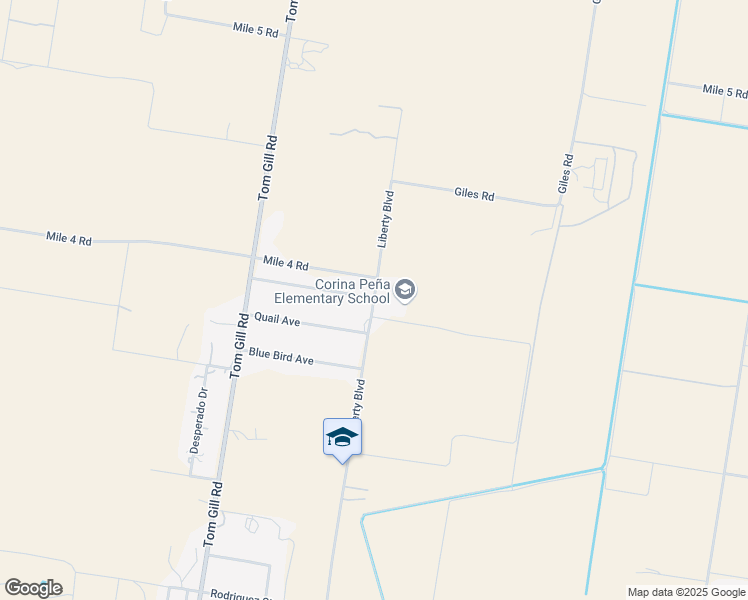 map of restaurants, bars, coffee shops, grocery stores, and more near 4800 Liberty Boulevard in Penitas