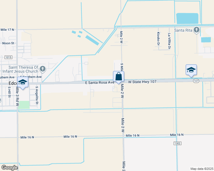map of restaurants, bars, coffee shops, grocery stores, and more near 110 West Santa Rosa Avenue in Edcouch