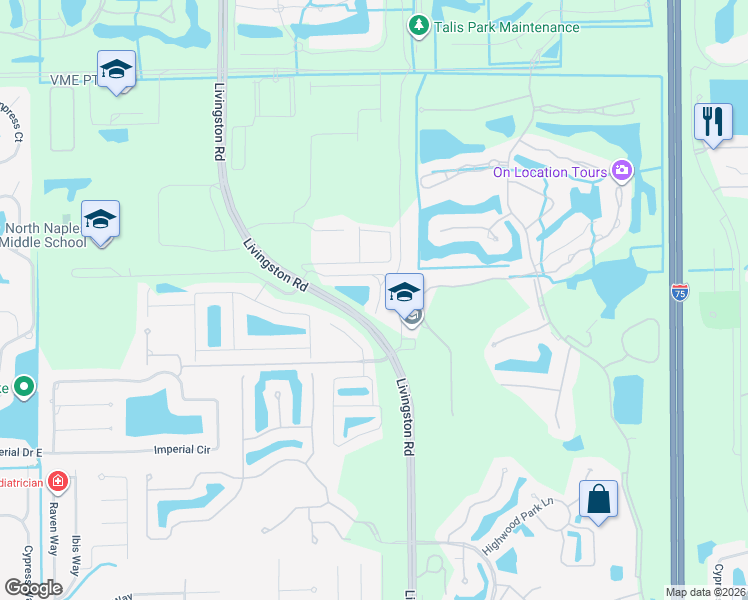 map of restaurants, bars, coffee shops, grocery stores, and more near 16061 Ravina Way in Naples