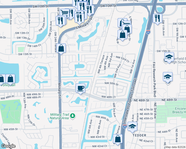 map of restaurants, bars, coffee shops, grocery stores, and more near 1776 Southwest 19th Avenue in Deerfield Beach