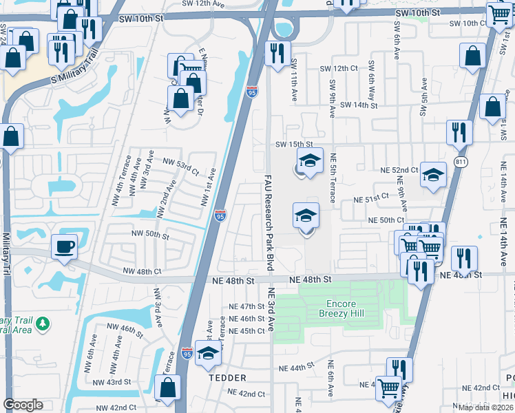 map of restaurants, bars, coffee shops, grocery stores, and more near 5016 Northeast 2nd Avenue in Pompano Beach