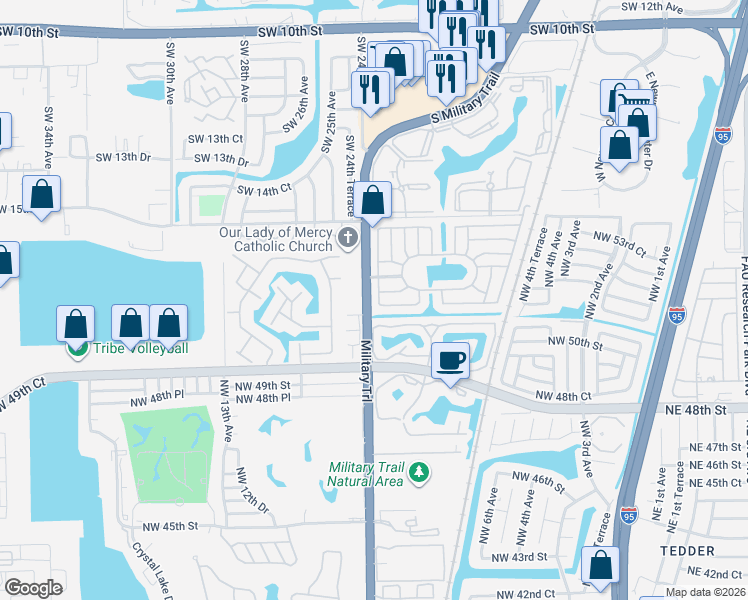 map of restaurants, bars, coffee shops, grocery stores, and more near 2396 Southwest 17th Drive in Deerfield Beach