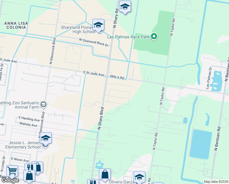 map of restaurants, bars, coffee shops, grocery stores, and more near 9226 North Shary Road in Mission