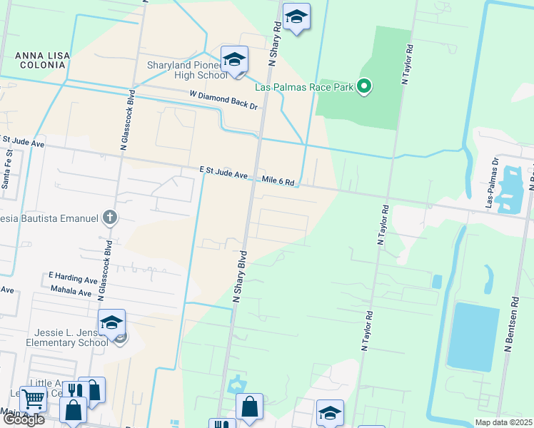 map of restaurants, bars, coffee shops, grocery stores, and more near 9226 North Shary Road in Mission