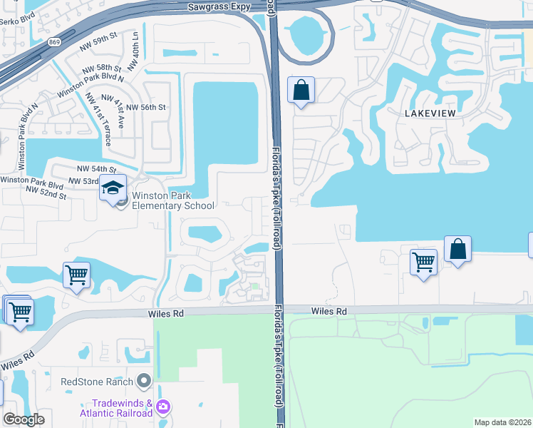 map of restaurants, bars, coffee shops, grocery stores, and more near 5110 Stage Coach Drive in Coconut Creek