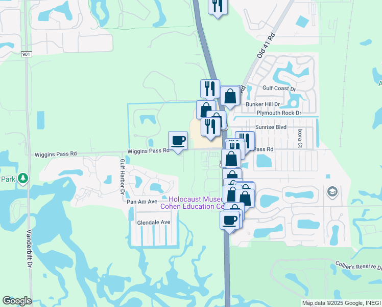 map of restaurants, bars, coffee shops, grocery stores, and more near 1344 West Lane in Naples