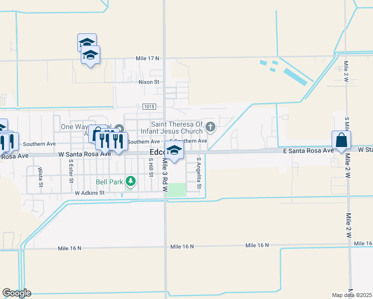 map of restaurants, bars, coffee shops, grocery stores, and more near 401 Santa Rosa Avenue in Edcouch