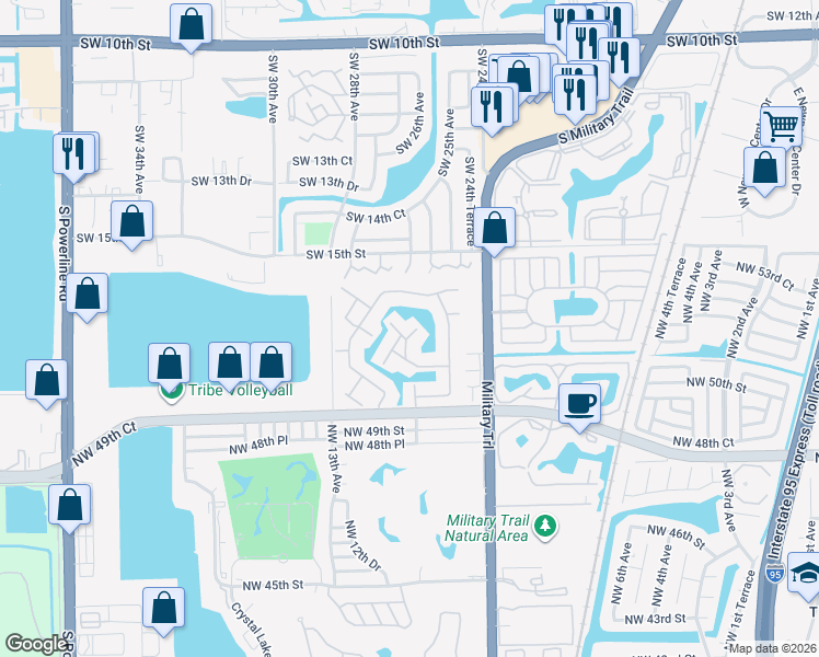 map of restaurants, bars, coffee shops, grocery stores, and more near 5157 Northwest 11th Lane in Pompano Beach