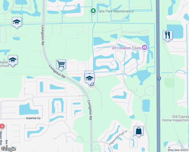 map of restaurants, bars, coffee shops, grocery stores, and more near 5997 Ashford Lane in Naples