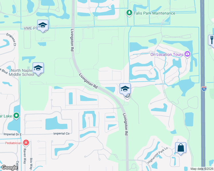 map of restaurants, bars, coffee shops, grocery stores, and more near 16261 Borelle Circle in Naples