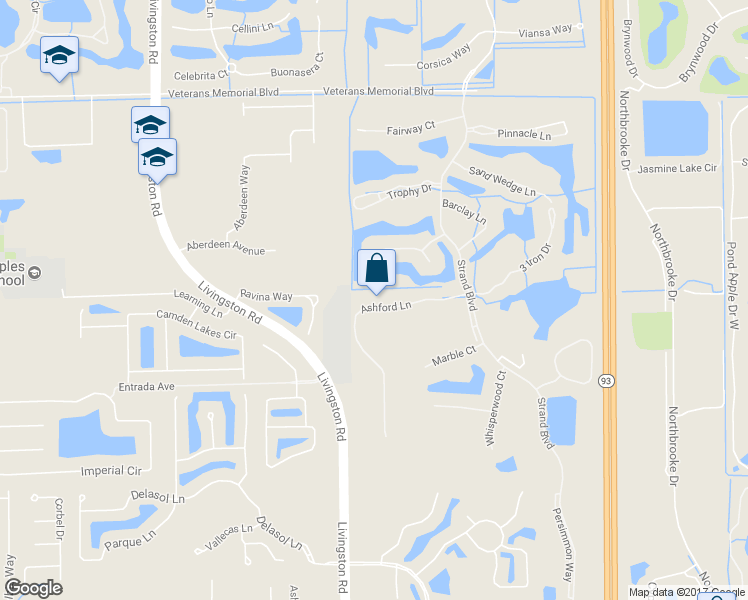 map of restaurants, bars, coffee shops, grocery stores, and more near 5997 Ashford Ln in Naples