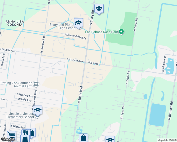 map of restaurants, bars, coffee shops, grocery stores, and more near 9436 North Shary Road in McAllen