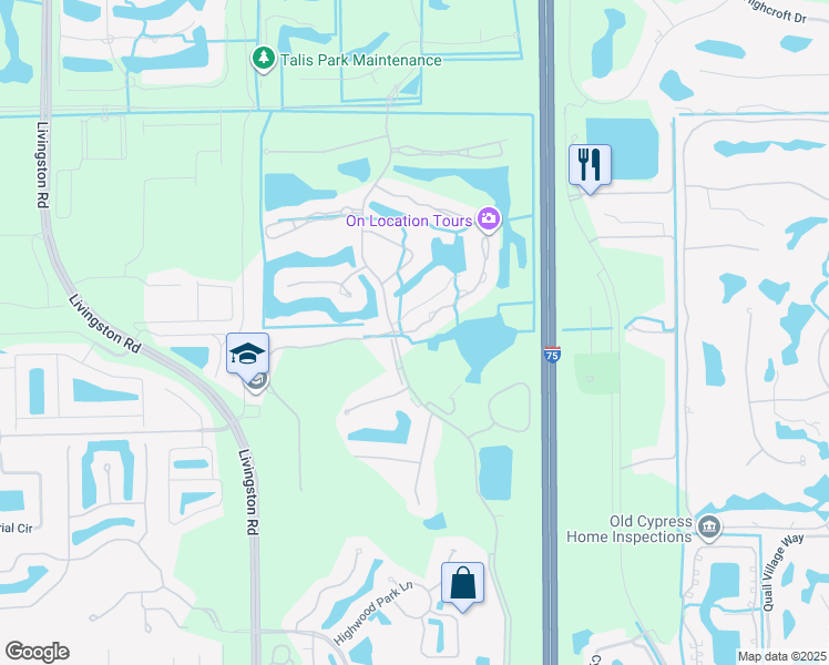 map of restaurants, bars, coffee shops, grocery stores, and more near 5862 3 Iron Drive in Naples