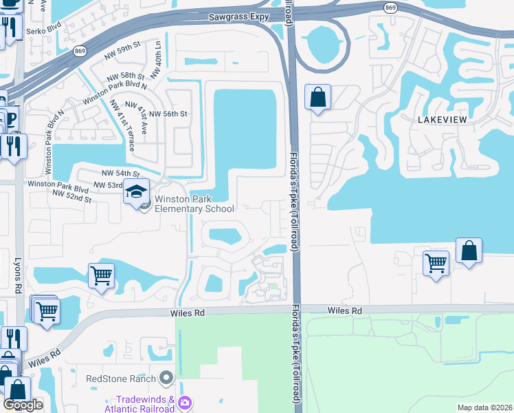 map of restaurants, bars, coffee shops, grocery stores, and more near 3683 Asperwood Circle in Coconut Creek