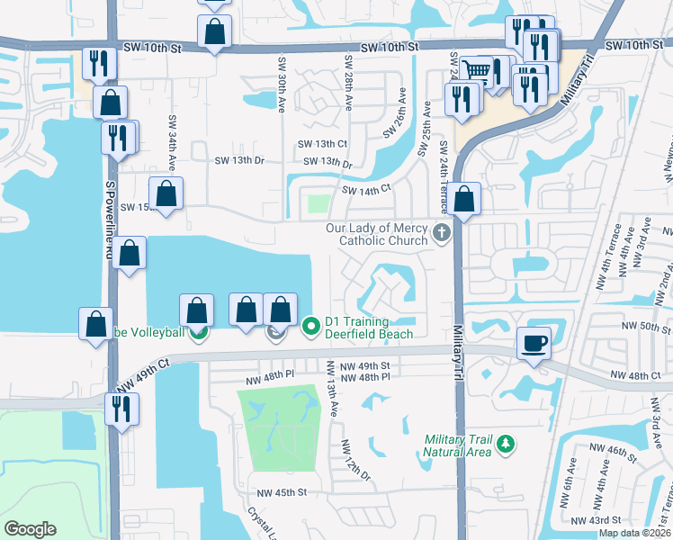 map of restaurants, bars, coffee shops, grocery stores, and more near 5135 Northwest 12th Lane in Deerfield Beach