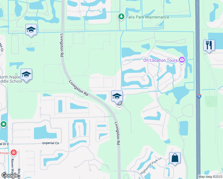 map of restaurants, bars, coffee shops, grocery stores, and more near 16158 Ravina Way in Naples