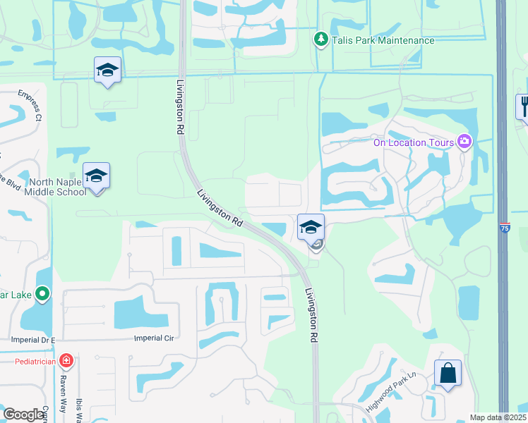 map of restaurants, bars, coffee shops, grocery stores, and more near 16254 Ravina Way in Naples