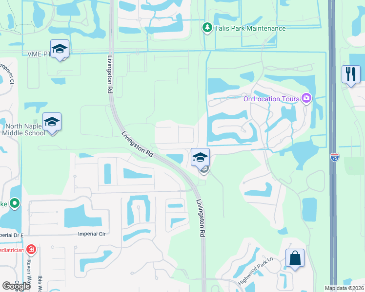 map of restaurants, bars, coffee shops, grocery stores, and more near 16158 Ravina Way in Naples