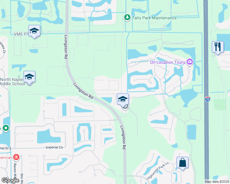 map of restaurants, bars, coffee shops, grocery stores, and more near 16158 Ravina Way in Naples