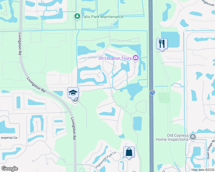map of restaurants, bars, coffee shops, grocery stores, and more near 5917 Ashford Lane in Naples