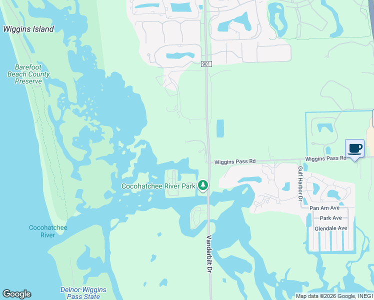map of restaurants, bars, coffee shops, grocery stores, and more near 13675 Vanderbilt Drive in Naples